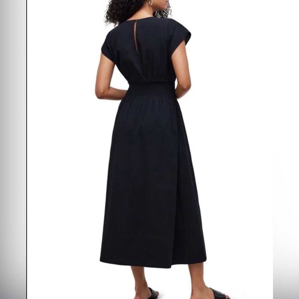 Madewell Black Smocked-Waist Maxi Dress with Cap Sleeves - Picture 3 of 13